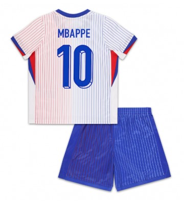 Frankrig Kylian Mbappe #10 Udebanesæt Børn EM 2024 Kort ærmer (+ korte bukser)